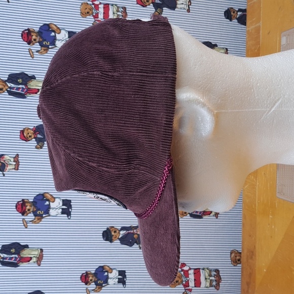 Vintage 80s Virginia Coal corduroy rope brim patched zip tab wine red hat - Picture 2 of 8